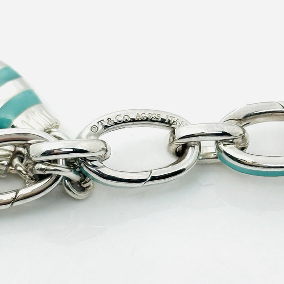 Tiffany Christmas Charm Bracelet Blue Enamel Tree, Mittens, Penguin, Cupcake Box