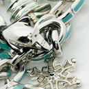 Tiffany Christmas Charm Bracelet Blue Enamel Tree, Mittens, Penguin, Cupcake Box-7