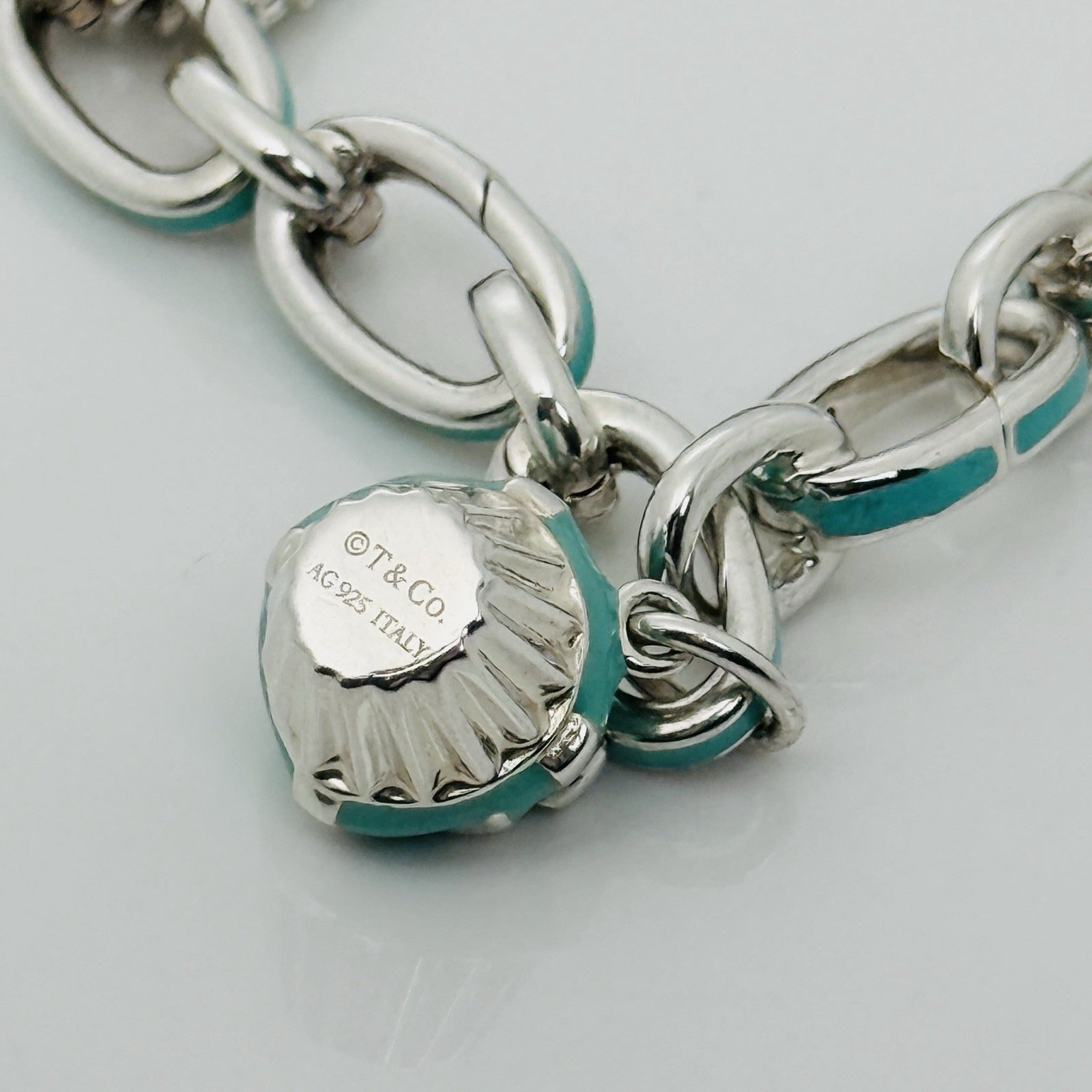Tiffany Christmas Charm Bracelet Blue Enamel Tree, Mittens, Penguin, Cupcake Box