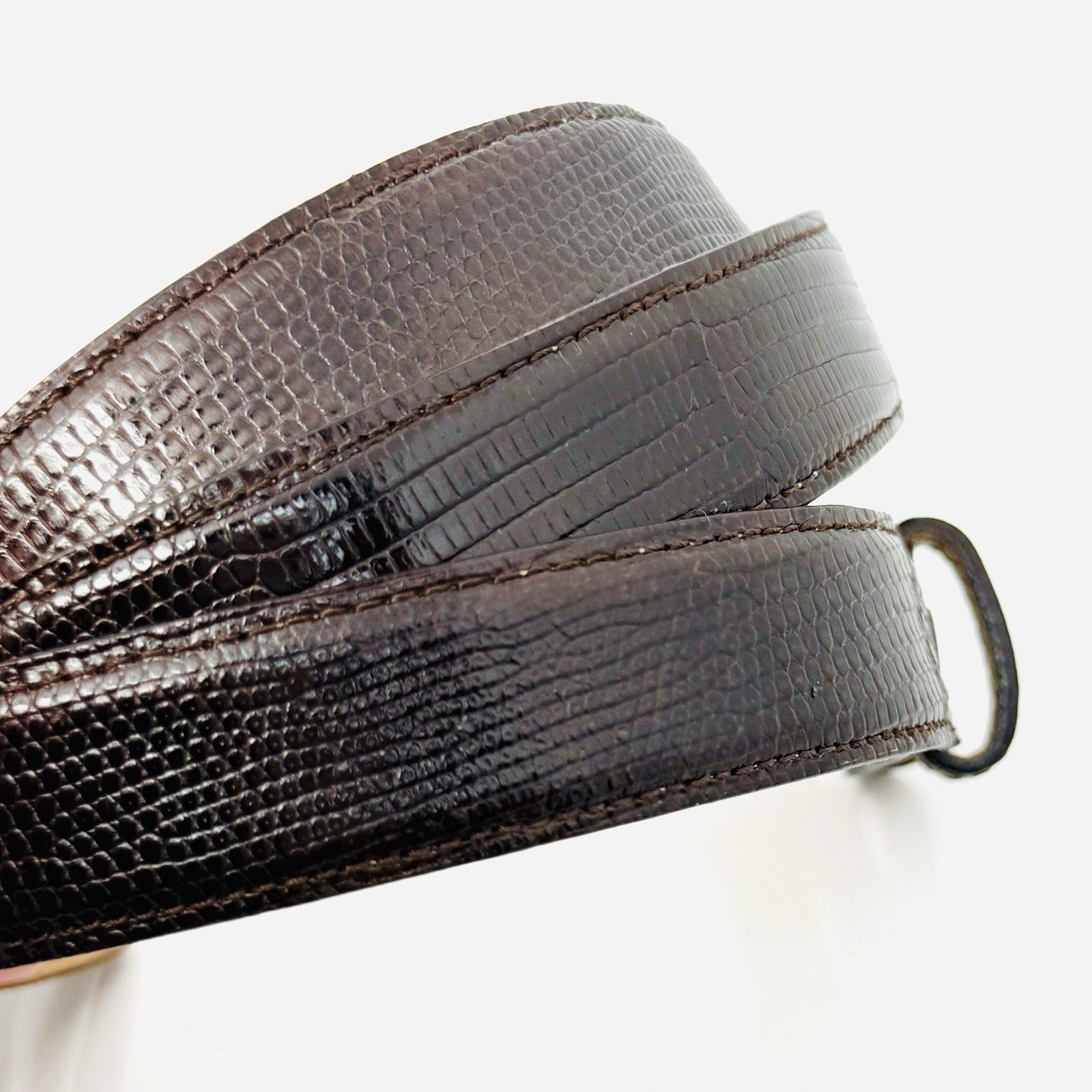 Tiffany Genuine Brown Lizard Leather Mens Belt Size 36