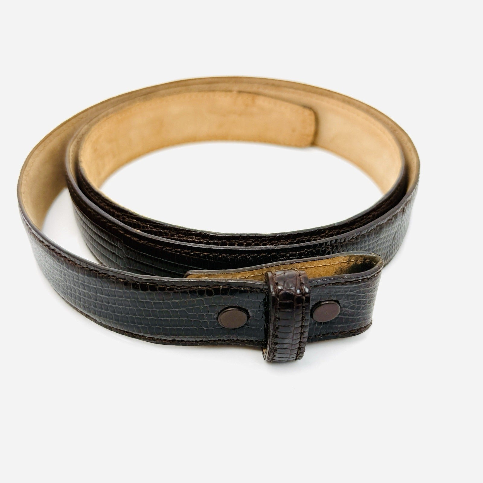 Tiffany Genuine Brown Lizard Leather Mens Belt Size 36
