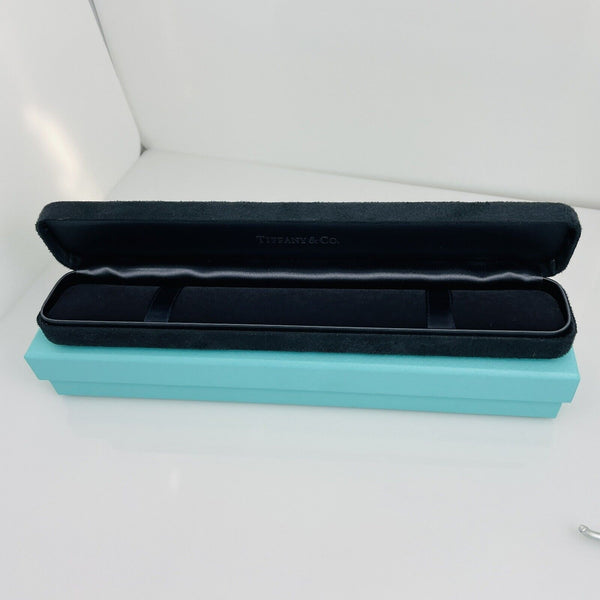 Tiffany Black Suede Leather Watch Bracelet Presentation Blue Storage Gift Box - 5