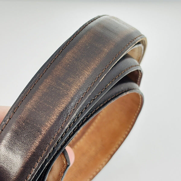 Tiffany Brown Leather Calfskin Mens Belt Size 46 - 3