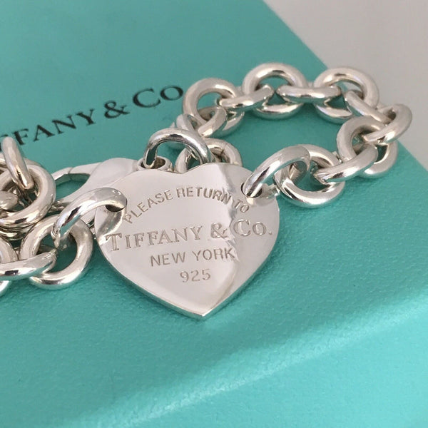 8.5" Large Please Return To Tiffany & Co Center Heart Charm Bracelet in Silver - 5
