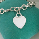 9" Large Tiffany & C Blank Heart Tag Charm Bracelet in Sterling Silver-1