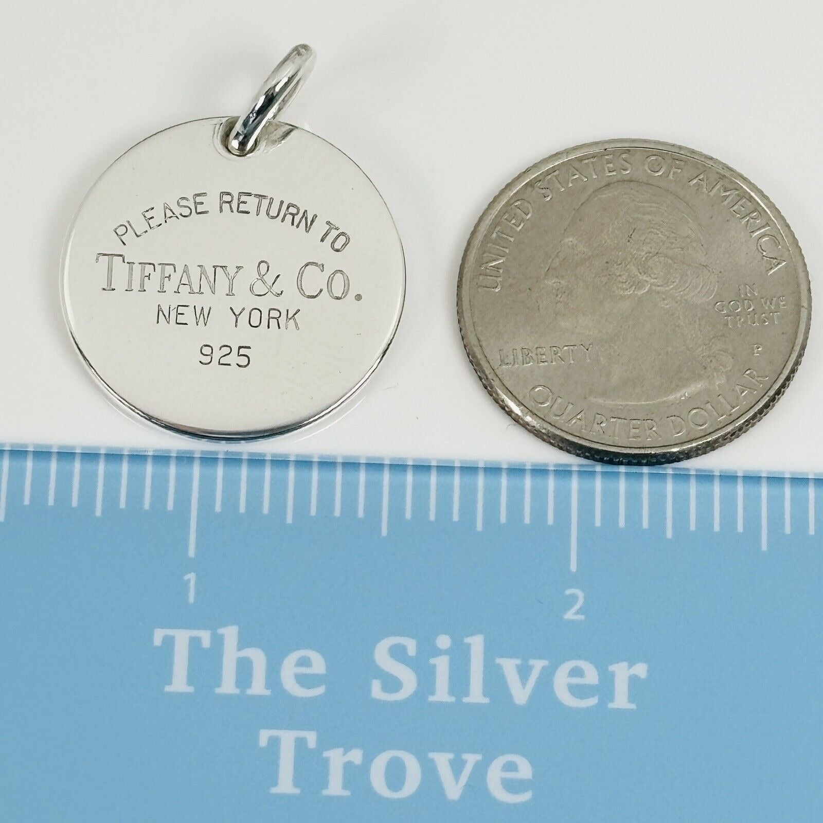 Return to Tiffany Round Tag Pendant or Charm in Sterling Silver