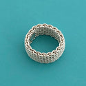 Size 4.5  Tiffany & Co Somerset Mesh Basket Weave Ring in Sterling Silver - 1