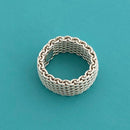 Size 4.5  Tiffany & Co Somerset Mesh Basket Weave Ring in Sterling Silver-1