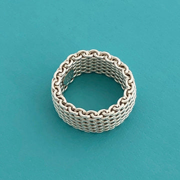 Size 4.5  Tiffany & Co Somerset Mesh Basket Weave Ring in Sterling Silver