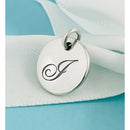 Tiffany Silver Letter J Alphabet Initial Round Circle Notes Charm Pendant-1