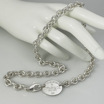 18" Please Return To Tiffany Oval Tag Choker Pendant Necklace in Sterling Silver