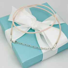 17.5" Tiffany & Co Sterling Silver  and Pink Rubber Necklace