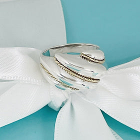 Size 6.5 Dome Shell Twist Rope Ring in Silver and 18K Gold Vintage - 0