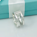 Size 6.5 Tiffany & Co Silver Mens Unisex ZigZag Le Circle Crossover Ring - 3