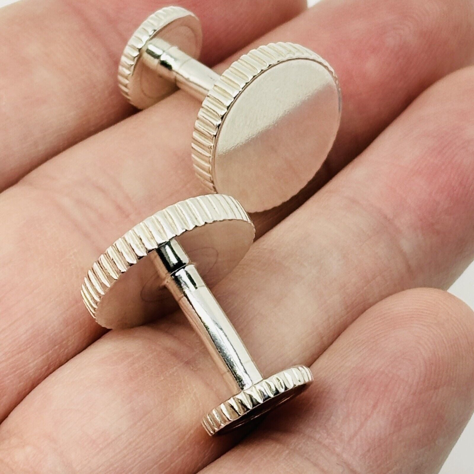 Tiffany Coin Edge Round Cufflinks in Sterling Silver