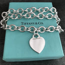Tiffany & Co Sterling Silver Engravable Blank Heart Tag Necklace with Blue Box-1