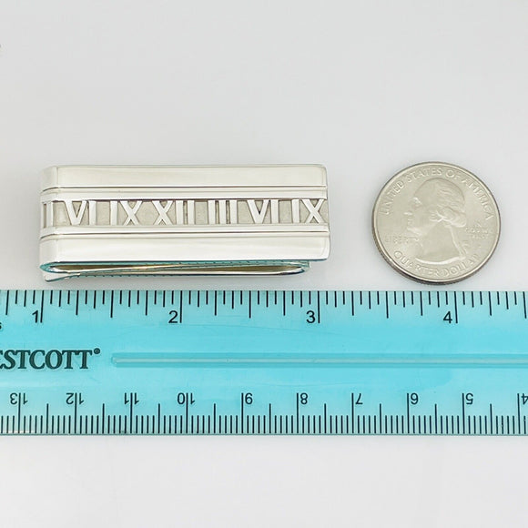 RARE Tiffany Atlas Double Money Clip  Sterling Silver with Roman Numerals