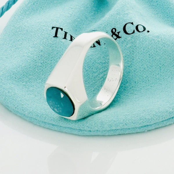 Size 8 Tiffany Turquoise Esagono Ring by Elsa Peretti Mens Unisex - 2