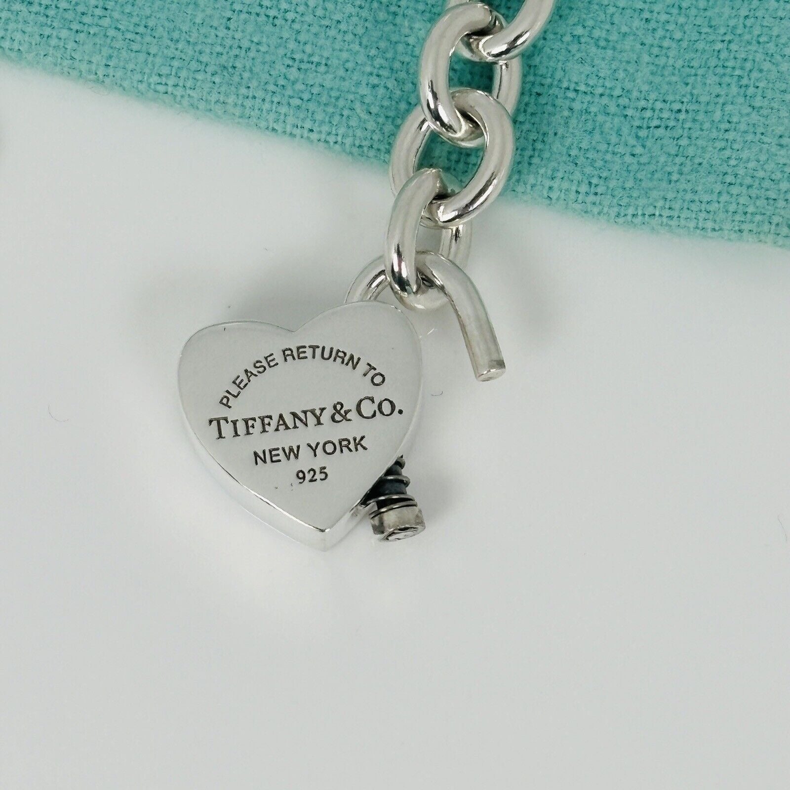 Please Return to Tiffany & Co Heart Tag Padlock Bracelet in Silver