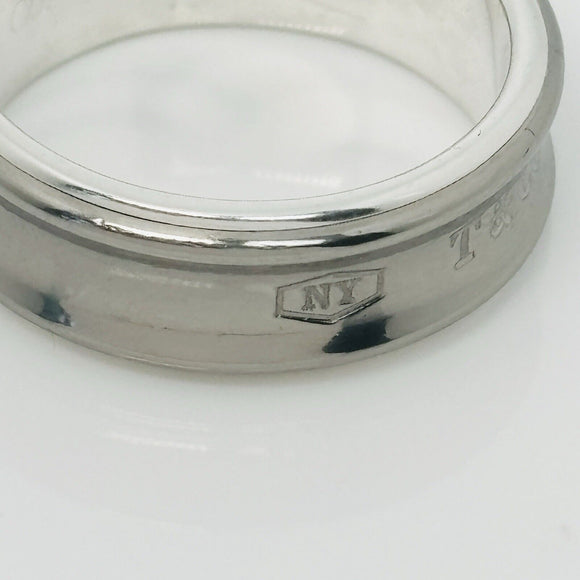 Size 11 Tiffany & Co 1837 Grey Titanium and Silver Ring Band Mens Unisex