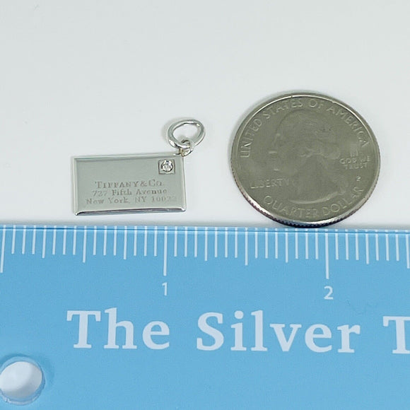 Tiffany Diamond Envelope Letter Pendant or Charm in Sterling Silver