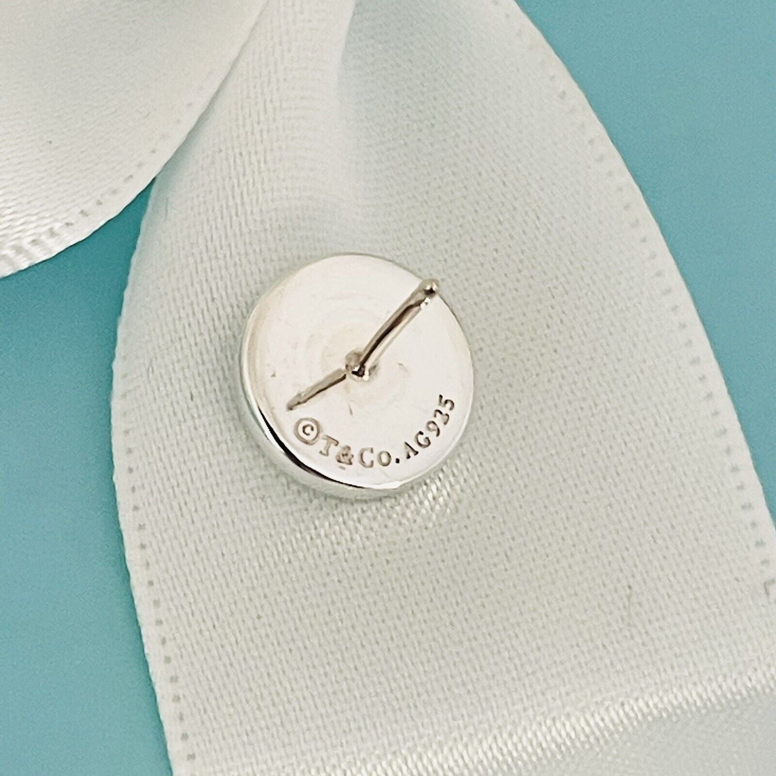 Return to Tiffany  Mini Round Circle Tag Stud Earrings in Sterling Silver