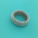 Size 8 Tiffany & Co Mens Unisex Silver Somerset Mesh Weave Flexible Dome Ring-1