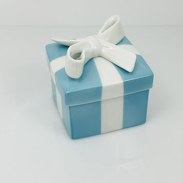 2" Small Tiffany Blue Trinket Gift Box Ceramic Bone China Porcelain Jewelry Box - 0
