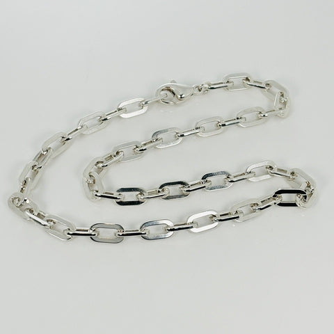 15.75"  Tiffany & Co Oval Flat Link Chain Necklace in Sterling Silver AUTHENTIC - 0