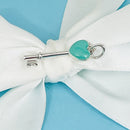 Tiffany & Co Blue Enamel Heart Tag Key Charm or Pendant in Sterling Silver-2