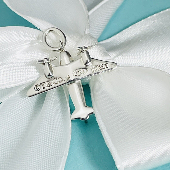 Tiffany Airplane Plane Pendant or Charm in Sterling Silver Italy