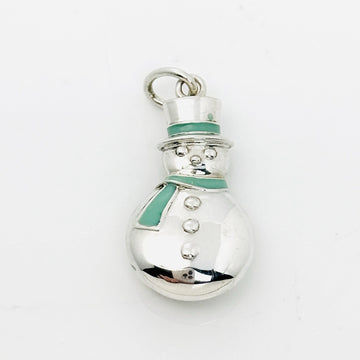 Tiffany & Co Christmas Snowman Charm or Pendant in Blue Enamel and Silver