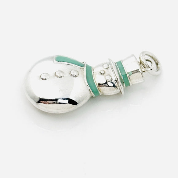 Tiffany & Co Christmas Snowman Charm or Pendant in Blue Enamel and Silver