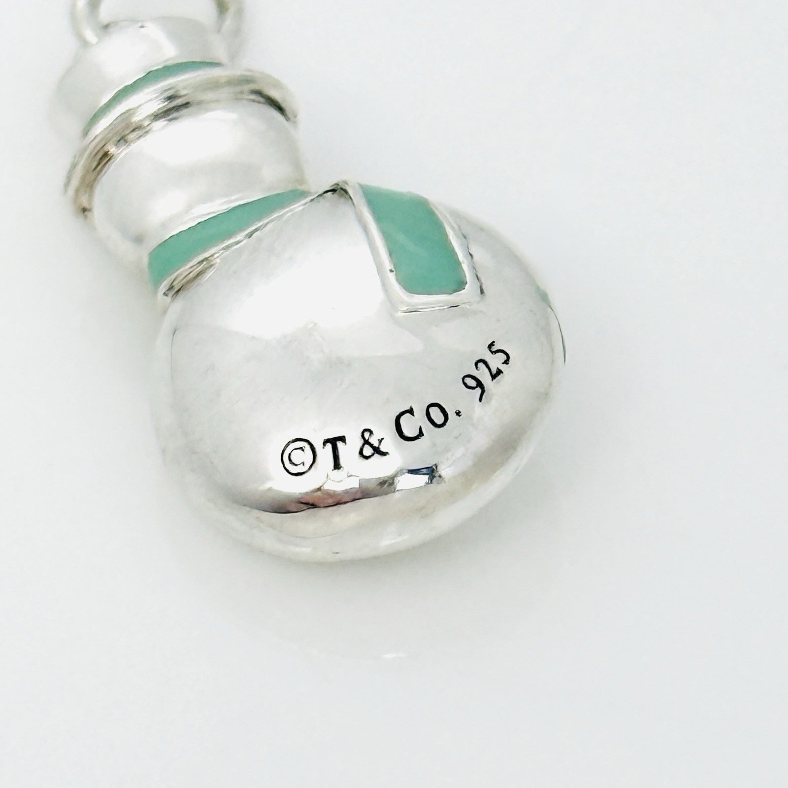 Tiffany & Co Christmas Snowman Charm or Pendant in Blue Enamel and Silver