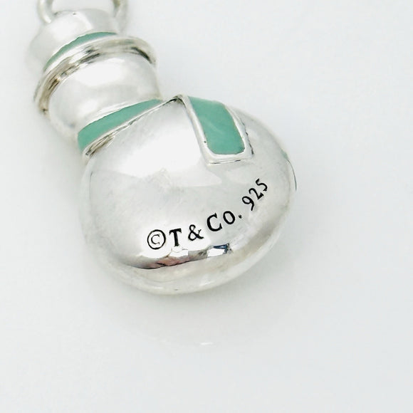 Tiffany & Co Christmas Snowman Charm or Pendant in Blue Enamel and Silver
