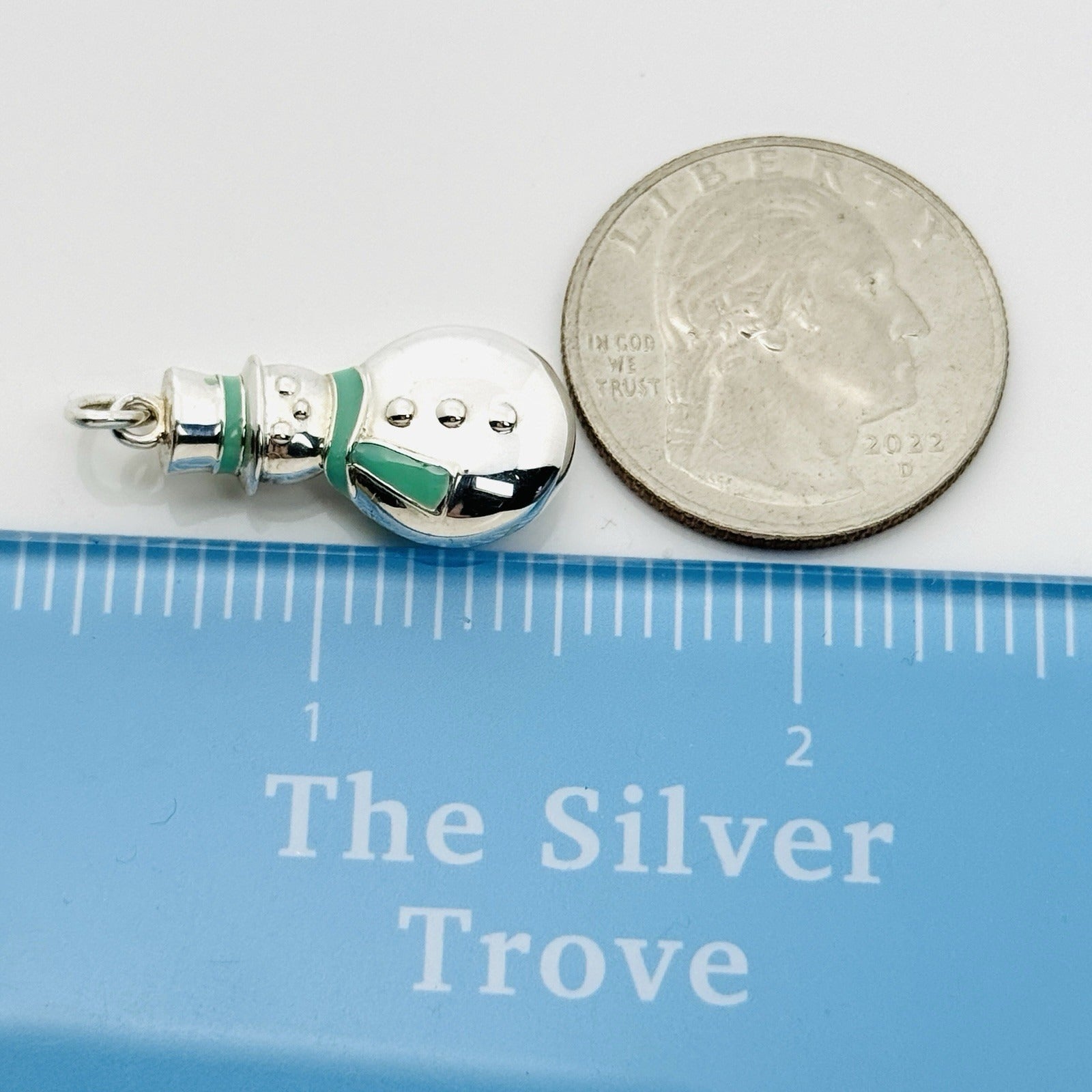 Tiffany & Co Christmas Snowman Charm or Pendant in Blue Enamel and Silver