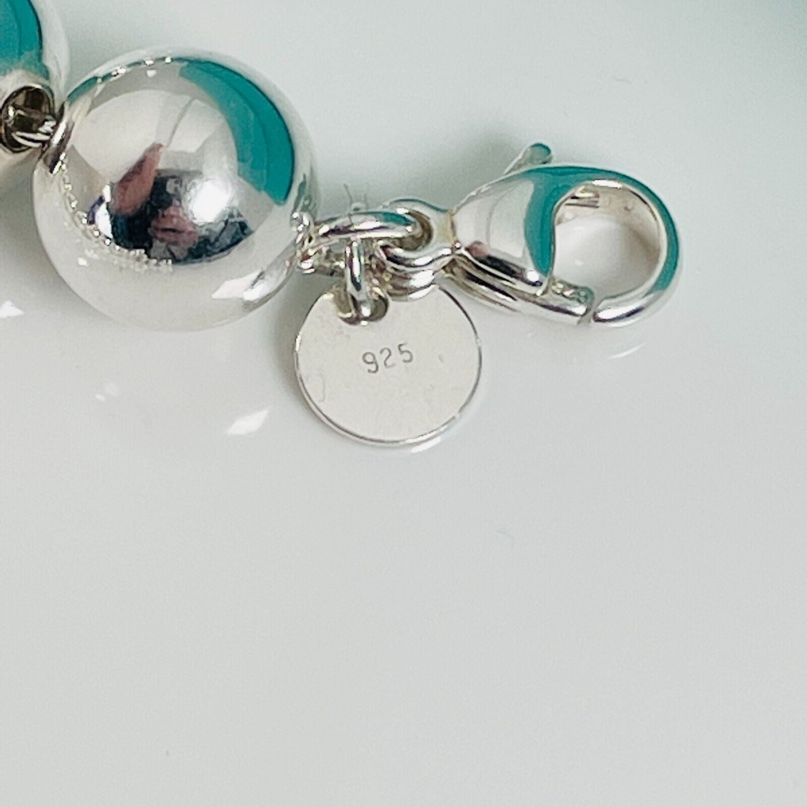 24.5” Tiffany & Co Sterling Silver HardWear 10mm Bead Necklace