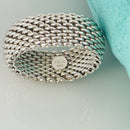 Size 7.5 Tiffany & Co Somerset Mesh Dome Ring Weave Mens Unisex in Silver-4