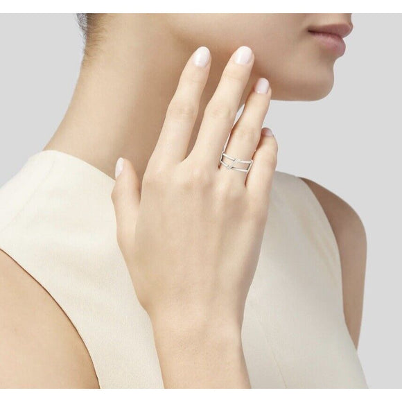 Size 7.5 Tiffany Frank Gehry Torque Ring Open Cutout Square Mens Unisex