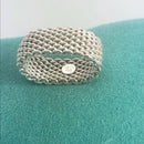 Size 5.5 Tiffany & Co Somerset Mesh Weave Unisex Ring in Sterling Silver-2