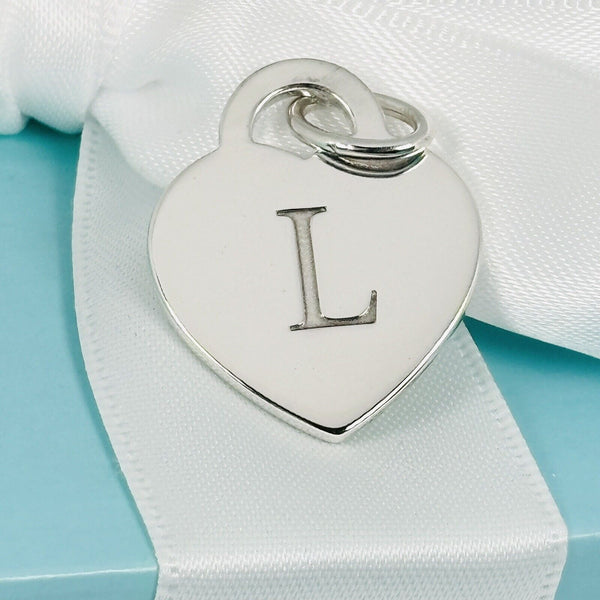 Tiffany Letter L Heart Pendant or Charm Notes Alphabet in Sterling Silver - 1