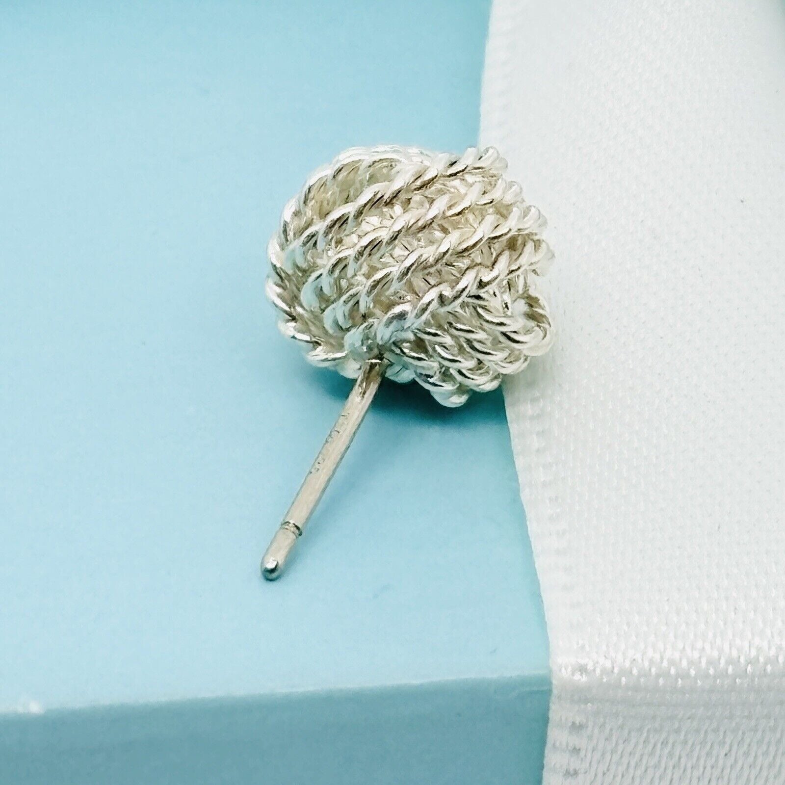 1 SINGLE Tiffany & Co Somerset Knot Stud Earring Replacement Lost in Silver - 0