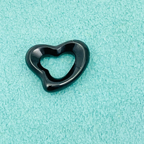 Tiffany Black Jade Open Heart Carved Stone  Pendant Charm by Elsa Peretti