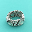 Size 8 Tiffany & Co Mens Unisex Silver Somerset Mesh Weave Flexible Dome Ring-4