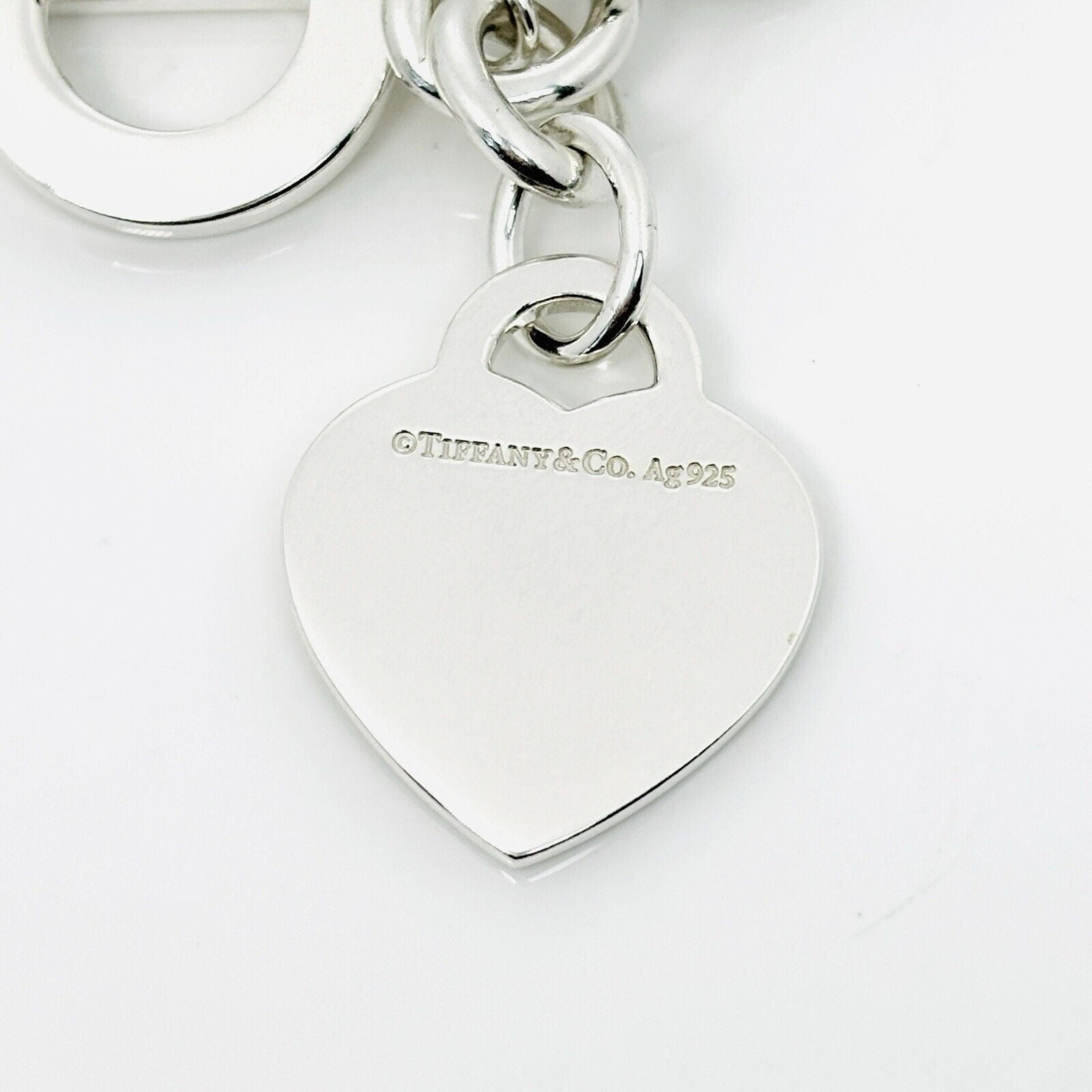 18" Return Tiffany & Co Diamond Heart Tag Toggle Necklace in Sterling Silver