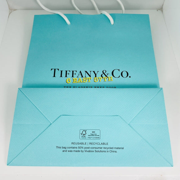 Tiffany & Co 6 East 57th Limited Edition Blue Shopping Gift Bag 10" X 8" x 4"