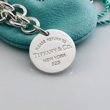 22" Return To Tiffany & Co Circle Round Tag Necklace in Sterling Silver