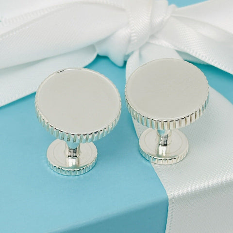 Tiffany Coin Edge Round Cufflinks in Sterling Silver