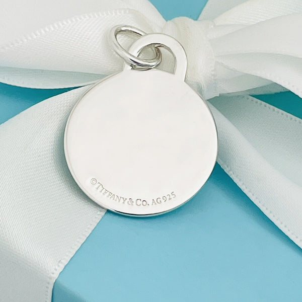 Tiffany & Co Large Engravable Blank Round Tag Mens Pendant Sterling Silver - 1