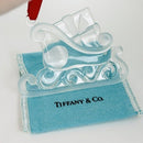 Tiffany Crystal Santa Sleigh Christmas Tree Holiday Ornament with Red Ribbon-3